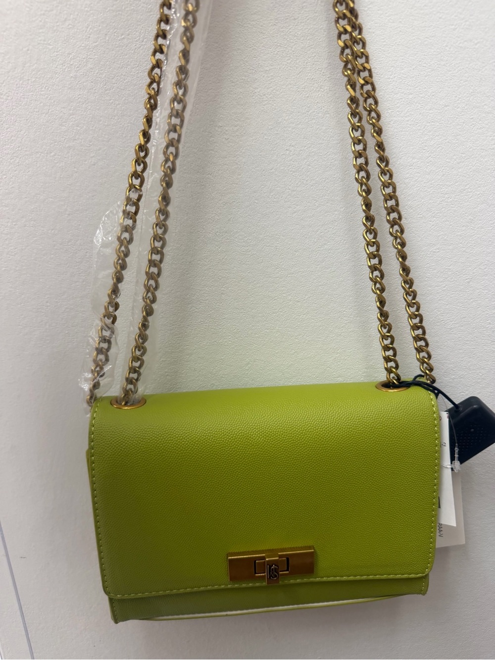 Green Leather Chain Shoulder Bag - Unbranded